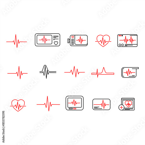 Vital Signs Array A detailed compilation of vital sign monitors, symbolizing health, monitoring, and wellness. Each display meticulously showcases heart rate activity.