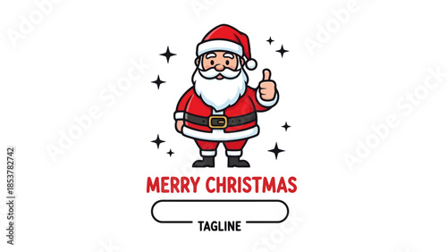 Cheerful Santa Claus Giving a Thumbs Up for a Merry Christmas Celebration with Tagline