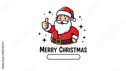 Merry Christmas Santa Claus Thumbs Up Cartoon Illustration