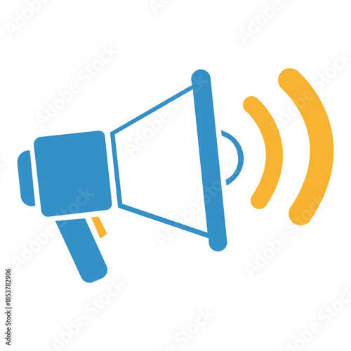 Announcement Icon A vibrant megaphone, with its dynamic sound waves, embodies the power of clear and effective communication, essential for broadcasting messages.