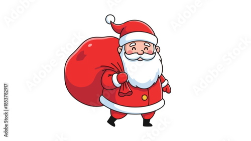 Jolly Santa Claus with a Red Sack Full of Gifts, Ready to Deliver Holiday Cheer and Presents