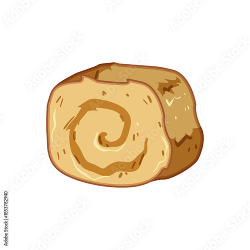 Swiss roll cake slice displaying a distinctive spiral pattern of sweet filling, representing a popular dessert in baking, confectionery, and breakfast themes