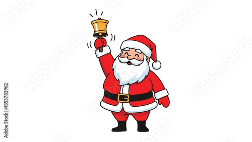 Santa Claus Ringing a Bell Festive Illustration for Christmas Celebrations and Holiday Cheer