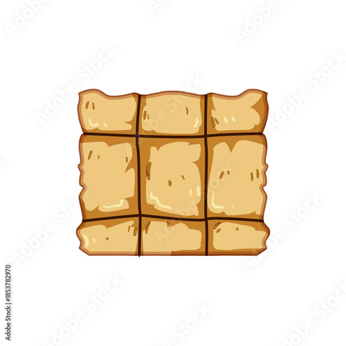 Stacked hay bales creating a compact block, tied with ropes, representing agricultural practices, farm work, and rural life with an isolated illustrative style on a white background