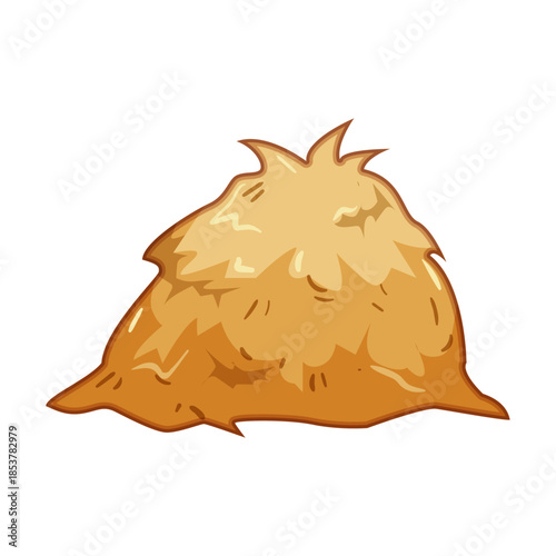 Rustic hay bale pile on white background, dry golden straw for livestock feed and farm storage, symbolizing harvest, agriculture, rural life, and seasonal countryside supply