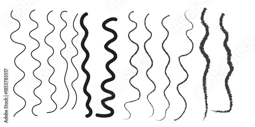 Collection of wavy lines in various thicknesses and patterns