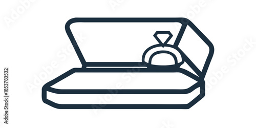 Open ring box with diamond ring