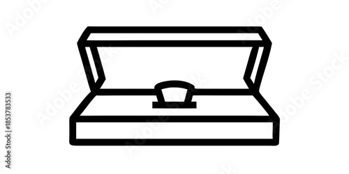 Open display case showcasing an item