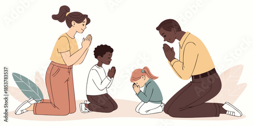 Family praying together