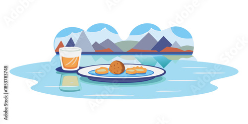 Mountain breakfast scene