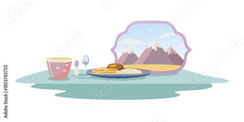Mountain breakfast scene