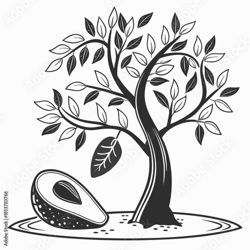 Tree with avocado pit
