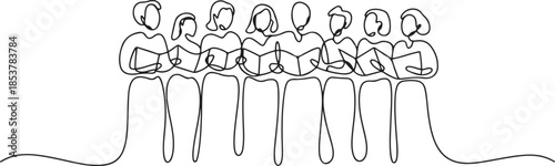 continuous line drawing of choir. drawing of one line art of choir. single line of choir group singing together. one line Icon drawing