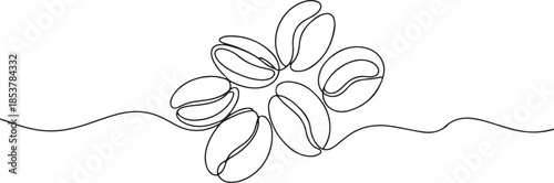 continuous line of coffee beans. one line drawing of coffee beans. line art of coffee beans. one line Icon drawing