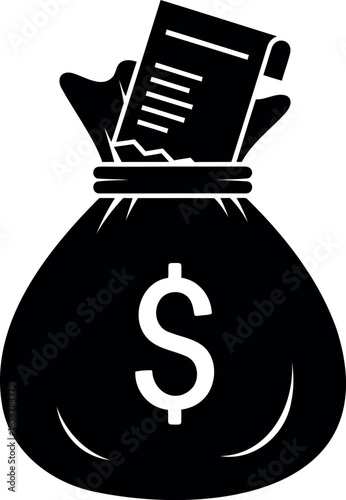 A money bag with a dollar sign and a bill