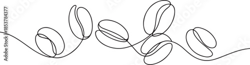 continuous line of coffee beans. one line drawing of coffee beans. line art of coffee beans. one line Icon drawing