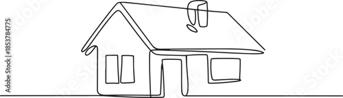 continuous line simple house.one line drawing of housing, real estate, property. single line vector illustration. one line Icon drawing
