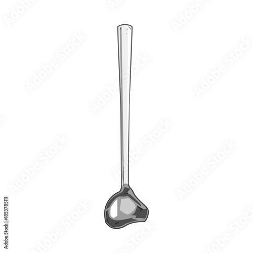 Gravy ladle illustration presenting a modern metal serving utensil, ideal for kitchenware designs, cooking blogs, restaurant menus, or food related graphic elements