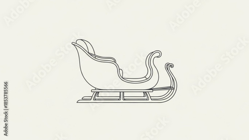 Elegant black line drawing of a vintage sleigh on a plain background, perfect for christmas and winter themed designs and decorations