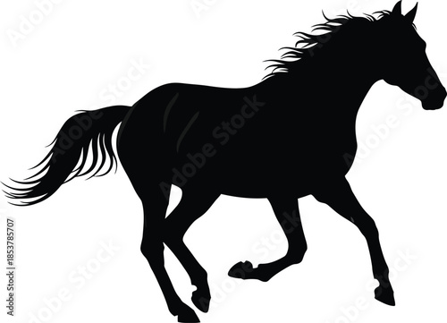 Silhouette of a majestic horse in a dynamic galloping pose