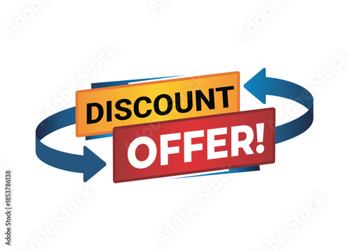 Discount offer banner with arrows