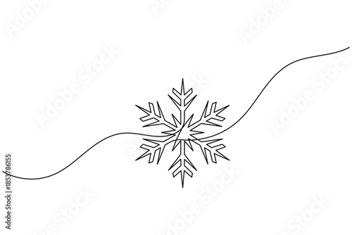 Snowflake one line art minimalist winter ice crystal continuous line illustration