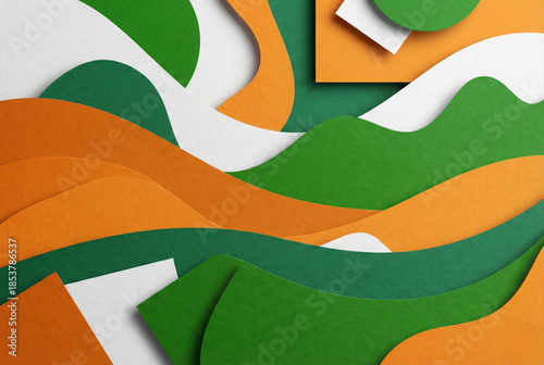 Abstract paper cut Indian tricolor background for Independence Day and Republic Day design
