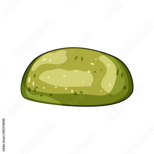 Matcha dessert drawing a vibrant green japanese sweet with a soft, rounded shape and speckled texture, symbolizing traditional asian confectionery and delicious snacks