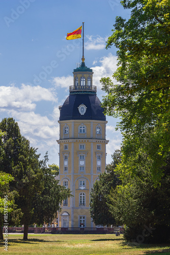 The Karlsruhe palace and its tower and park, the former residence of the rulers of Baden