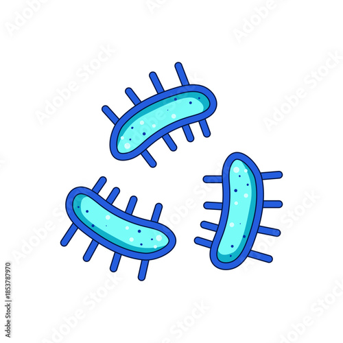Friendly cartoon microorganisms representing beneficial gut flora and probiotics that support digestion, immunity, and overall gut health in a medical and scientific illustration