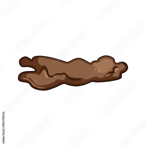 Mud puddle splashing on ground, illustrating a dirty, wet, and messy liquid element, perfect for conveying concepts of nature, outdoor play, or environmental themes in a vector design
