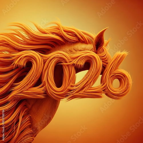 The majestic horse of 2026: a symbol of strength and prosperity with a fiery mane