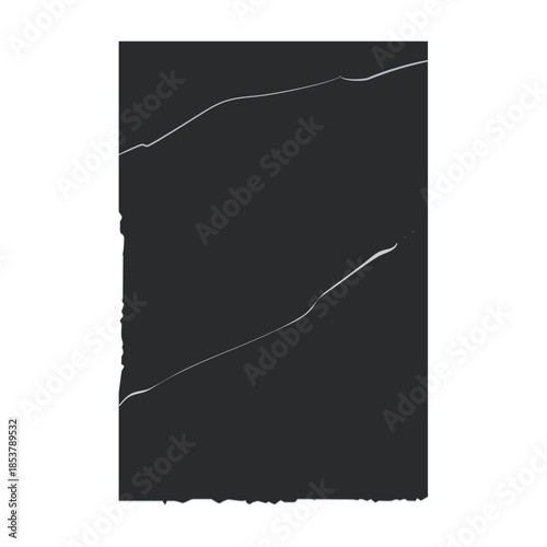 Dark gray sheet of paper featuring prominent white crease lines and rough, torn edges, providing an empty space for content and a distressed, grunge background