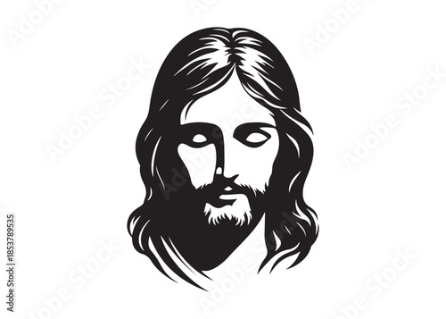 Jesus christ head silhouettes vector, Stylized jesus christ head silhouettes, Stylized jesus christ head portraits with crown of thorns