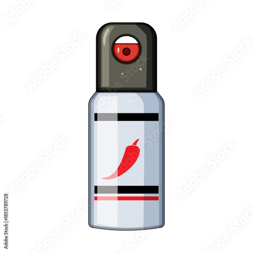 Pepper spray canister displaying a chili pepper icon, representing a non lethal self defense tool for personal security and protection against threats