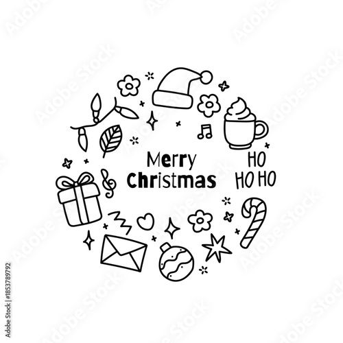 Playful handdrawn christmas doodle  illustrations