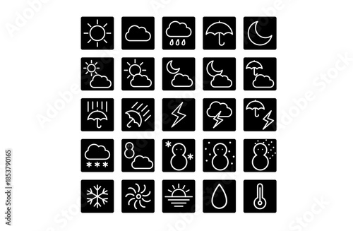 シンプル天気アイコンセット 黒ベース