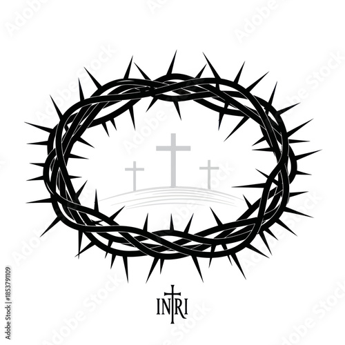 Crown of Thorns with Crosses A Symbol of Christian Faith.