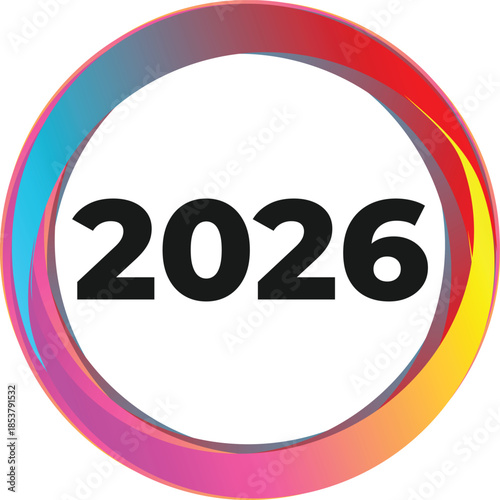 3d vector illustration of a red 10 percent discount button and 2026 new year text sign on a web business internet computer icon for a road traffic speed limit sale price design art