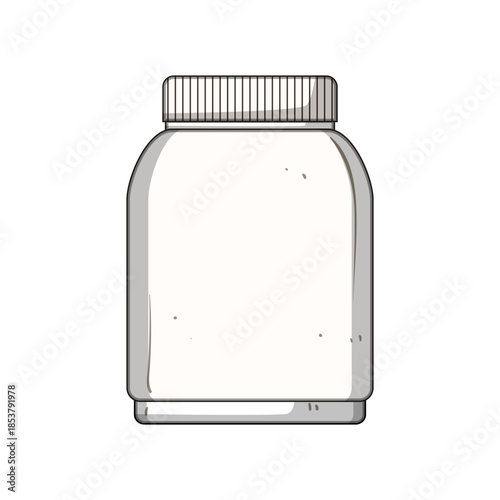White blank container presenting a generic design, ideal for fitness supplements, protein powder, or other health products, isolated on a clean white background