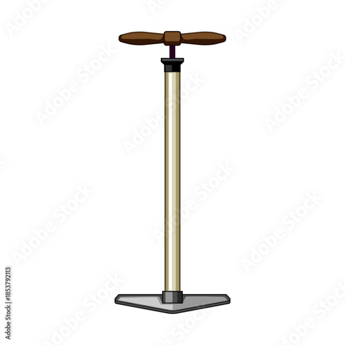 Floor pump with t handle and base for manual inflation of bicycle tires, sports balls and inflatables, sturdy piston design for reliable air pressure and easy pumping in home or field