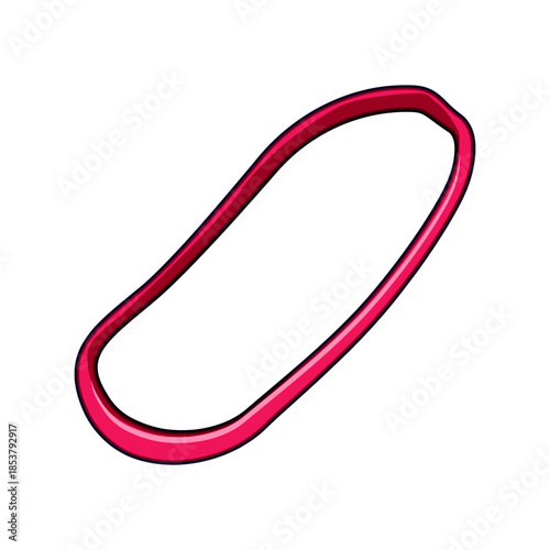 Pink resistance band presenting a flexible tool for stretching, strength training, and rehabilitation exercises, ideal for home workouts and physical therapy routines