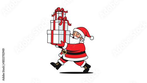 Santa Claus Carrying Gifts A Festive Illustration for Holiday Cheer and Christmas Celebrations