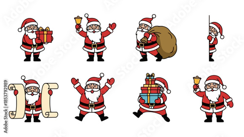 Festive Santa Claus Collection A Variety of Christmas Figures for Holiday Cheer and Design