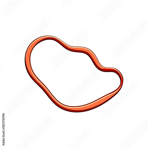 Flexible orange rubber band stretching and twisting into an abstract wavy shape, representing elasticity, connection, and versatility for various binding and organizing tasks