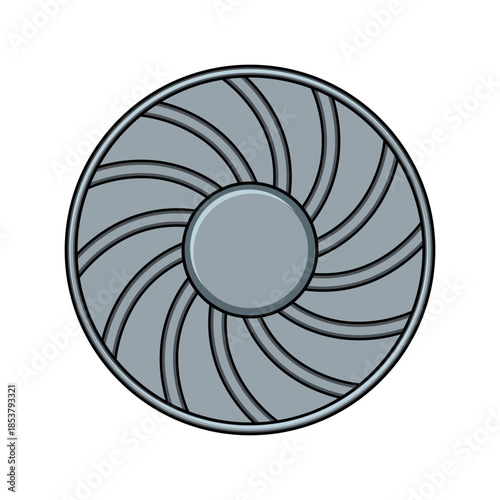 Sewer manhole cover depicting a round metal plate with a swirling pattern, providing access to underground drainage systems and utility networks for municipal maintenance workers
