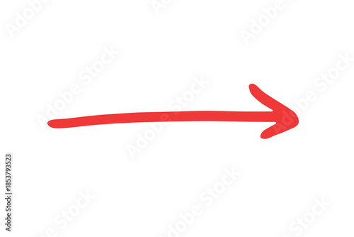 Hand-Drawn Red Marker Arrow Sign Isolated on Transparent Background