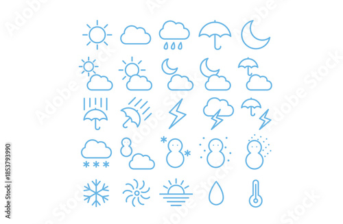 青線 天気アイコンセット シンプル