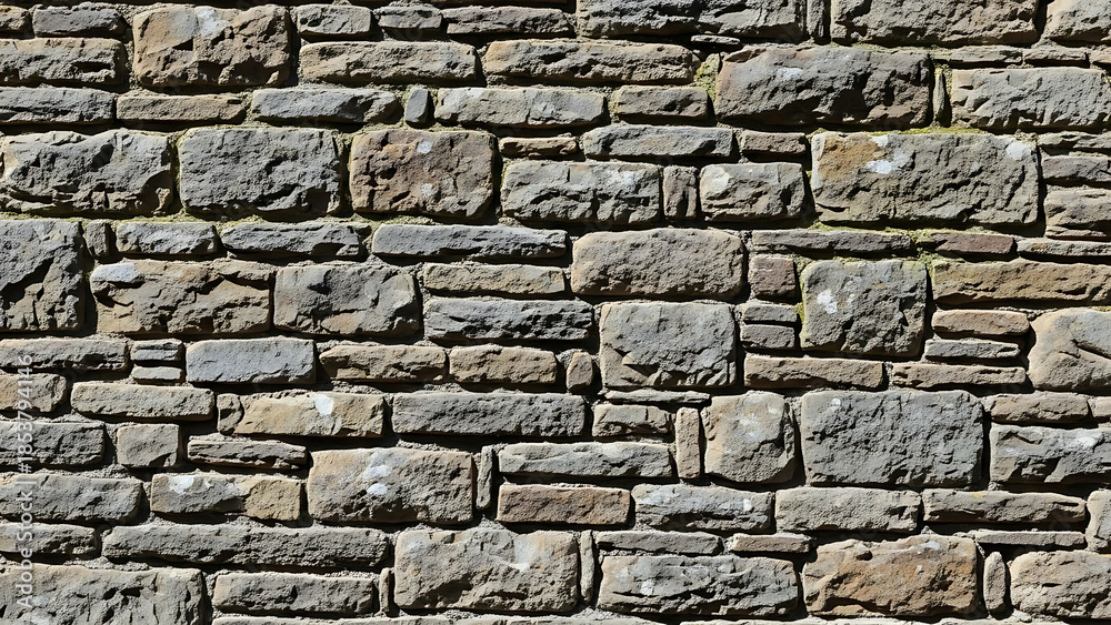 Fototapeta premium a close up view of a weathered stone wall showcasing varying shades of brown and gray textures providing a rustic and natural aesthetic high quality professional