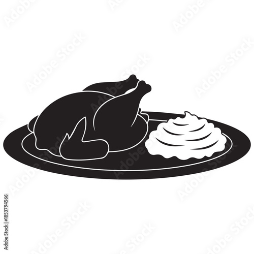 Delicious roasted turkey with mashed potatoes on a plate